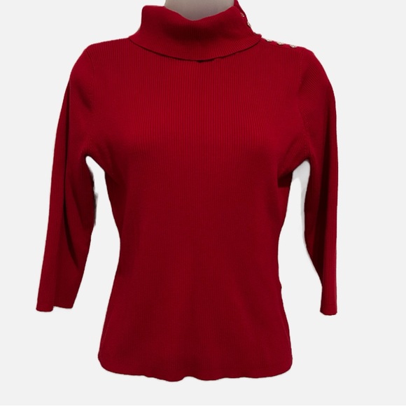 New York & Company 7th Avenue Design red turtleneck sweater. Size M. - Picture 1 of 6